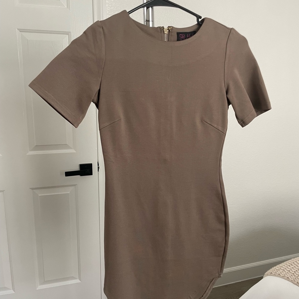 Hot Miami Styles Taupe Mini Dress